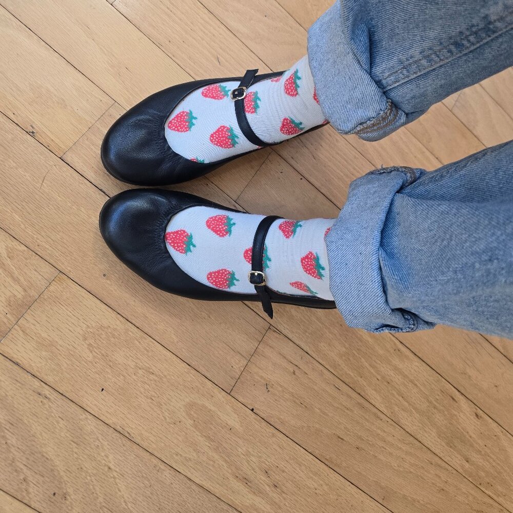 FitFlop | whimsygoth black monochrome leather mary jane flats | WMS 9